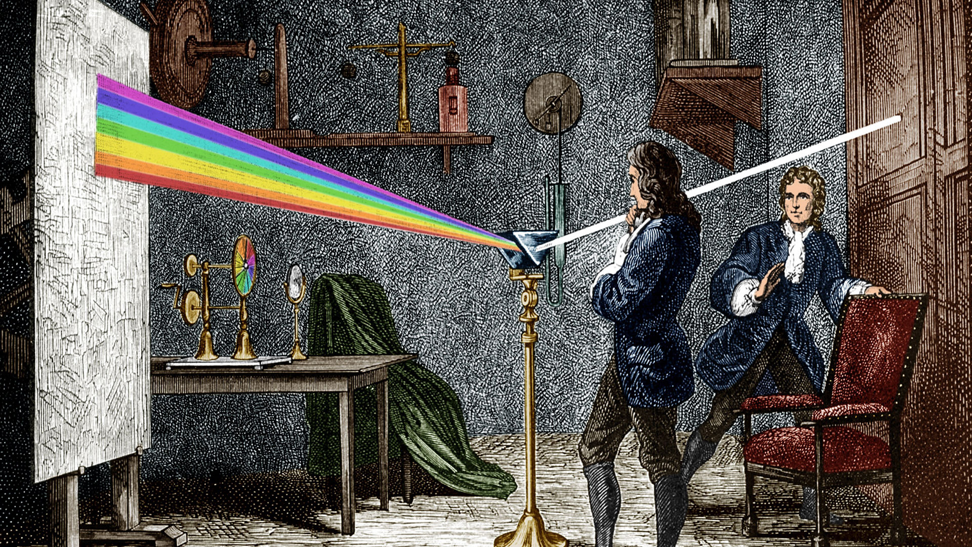 Isaac Newton And Color Prism Experiment